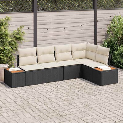 vidaXL - Tuinbank - Set - 5 - st - 5-Aantal - zitplaatsen - Zwart - en - crème