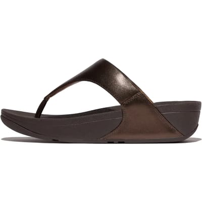FitFlop Lulu Lederen Teenslipper - Microwobbleboard-zool technologie BRUIN - Maat 37