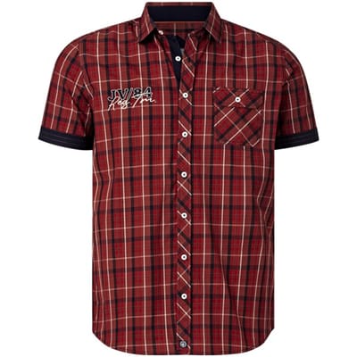 Jan Vanderstorm herren Overhemd Met Korte Mouwen - 41/42 - rood - Plus Size