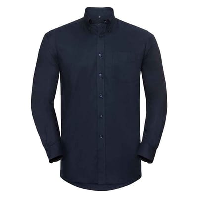 Russell Collection Heren Oxford Formeel Overhemd Met Lange Mouwen (Heldere marine)