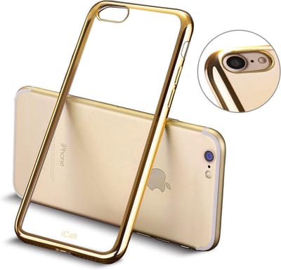 Hoesje Transparant geschikt voor Apple iPhone 8 - Goud Siliconen TPU Hoesje Case