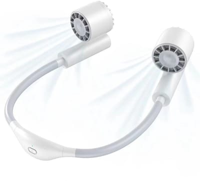 Nekventilator met dubbele turbokop, 3 snelheidsinstellingen, 13 uur gebruiksduur, 90° draaibaar, oplaadbaar via USB, handsfree draagbare ventilator