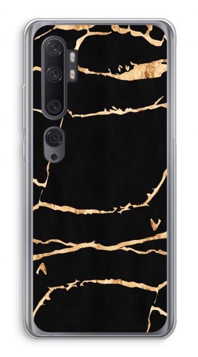 Case Company® - Hoesje geschikt voor Xiaomi Mi Note 10 Pro hoesje - Gouden marmer - Soft Cover Telefoonhoesje - Bescherming aan alle Kanten en Schermrand
