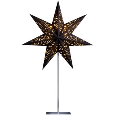 STERNTALER papieren ster, zwart, 7 punten Ø 45 cm hoogte 70 cm