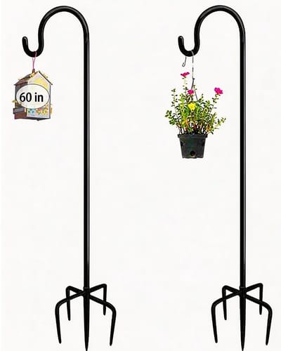 Dailygoods- Herdershaak 152cm Verstelbaar - 5-puntige Basis - Metalen Tuinhaak - Sterk en Duurzaam - Geschikt voor Lantaarns en Plantenmanden - Tuinhaken