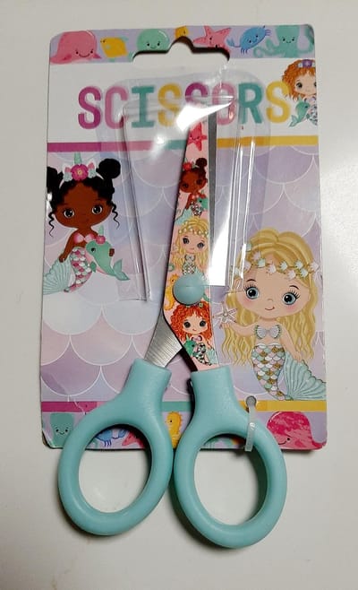 kinderschaartje lichtgroen mermaid - kinderschaar - papierschaar - zeemeermin = hobbyschaar kind - ronde punt - 13cm