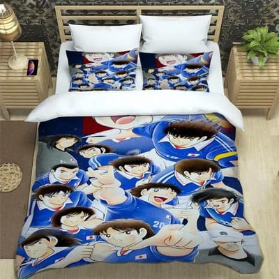Nieuwe Anime CCaptain Tsubasa Beddengoed Collecties Dekbedovertrek Collectie Met Kussensloop Twin Full Queen King Beddengoed Met Beddengoed Huis Textiel EU Twin 135x200cm white
