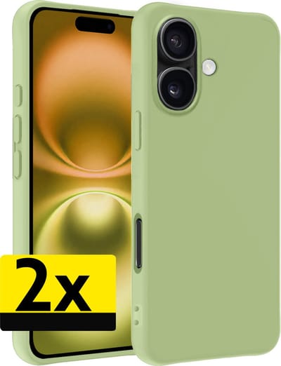 Hoesje - 2 Stuks - Geschikt voor Apple iPhone 16 - Sterk & Shockproof - Case Siliconen - Back Cover - Telefoon Hoes - Telefoonhoesjes - Groen