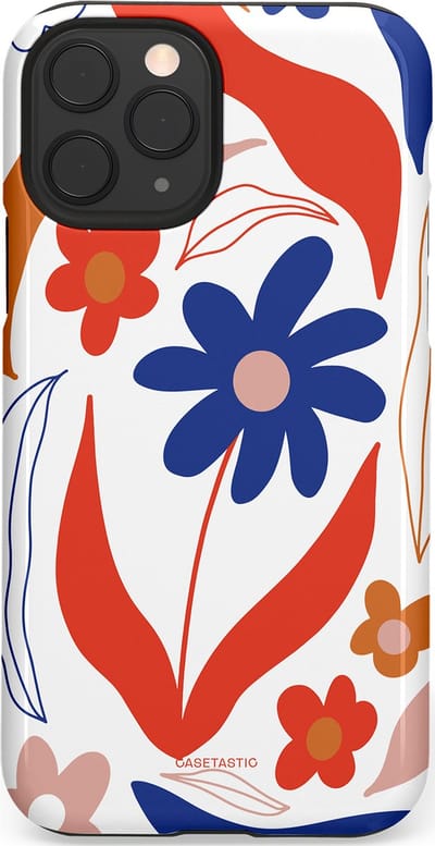 Casetastic hoesje geschikt voor Apple iPhone 11 Pro - Dubbellaagse bescherming - Kleuren in bloei - Fashion Case - Wit Rood Perzik Donkerblauw
