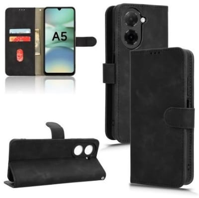 Luxe mat zwart agenda book case hoesje - telefoonhoesje geschikt voor Xiaomi Redmi A5