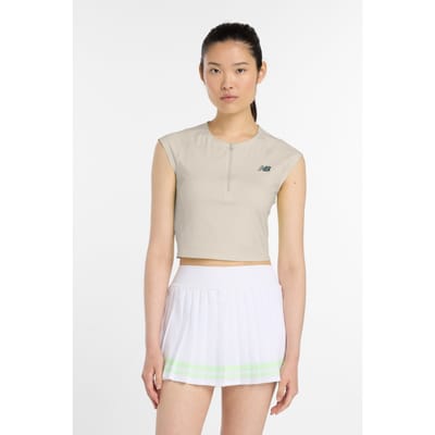 New Balance Tournament Cap Top Linen Maat: XS | Sport Shirts Outlet | Dames | Beige