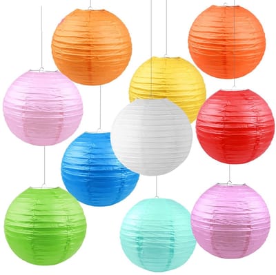 BRENZOOS- Papieren Lantaarns 10 Stuks - Ronde Chinese Lampionnen - Opvouwbaar - Decoratie voor Feesten - 30 cm - Herbruikbaar - Lampion