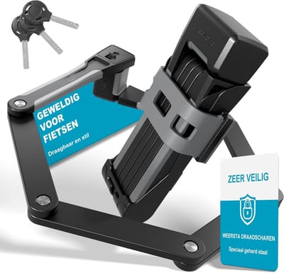 SnelShoppen - TECHCYC Vouwslot voor Fiets 86 cm, Veilige Diefstalbeveiliging van Gehard Staal met 3 Sleutels, Inclusief Houder, Roestvrij Fietsslot vo