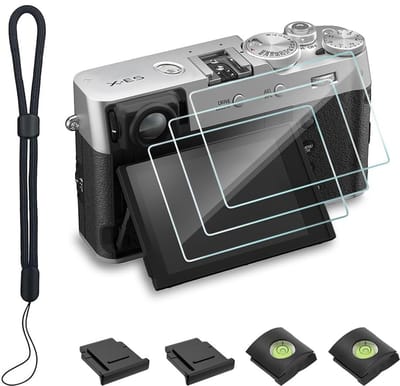 Dailygoods- Beschermglas 3 Stuks - Compatibel met Fujifilm X-E5 - 9H Krasbestendig - Hoge Lichtdoorlatendheid - Anti-Blaas Displaybescherming - Inclusief Flitserschoenafdekking - Screenprotector