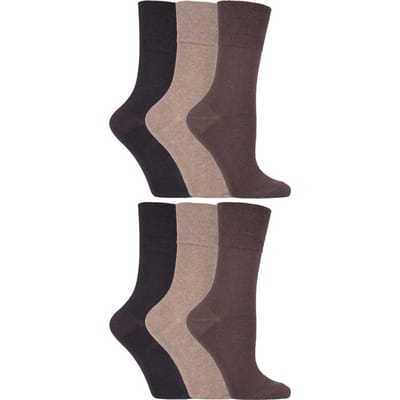 Gentle Grip - 6 paar diabetische damessokken - Brown 39