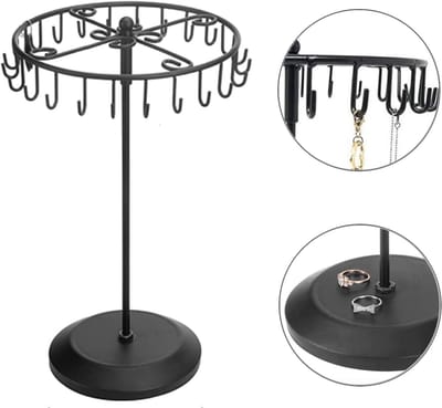 KZQ Metalen sieradenrek - met 23 vakjes - kan gebruikt worden als plankje om sieraden op te hangen - armbanden ophangen - woondecoratie voor vrouwen - zwart.