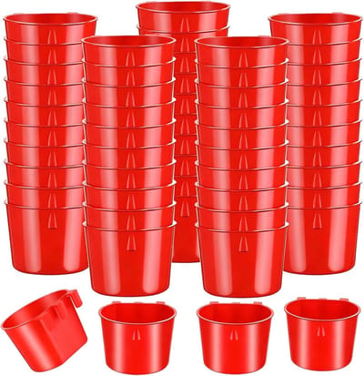 Voerbakjes Set - Voederbakjes Kip - Dieren Voeren - Functioneel Ontwerp - 50 Stuks - Rood