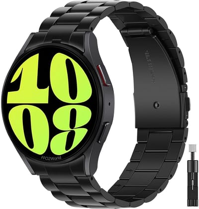 Stravo Stalen Schakel Bandje – Geschikt voor Samsung Galaxy Watch 7(40mm & 44mm)/FE/6/6 Pro/5/5 Pro/4/4 Classic – Luxe RVS Horlogeband met Snelkoppeling en Naadloze Pasvorm – Metalen Bandje voor Samsung Galaxy Watch 4-5-6-7 Alle Varianten – Zwart