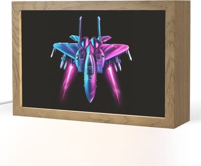 Nachtlampje 30x20 cm - Kinder lampje - Straaljager - Blauw - Kleuren - Jongens - Zwart - Tafellamp kinderkamer - Slaapkamer lamp - Bedlamp kinderen - Kinderlampje stopcontact - Wandlamp babykamer - Nachtlampjes