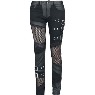 Gothicana by EMP - Gothic Jeans - Skarlett with Mesh Details - W27L30 tot W31L32 - voor Vrouwen - zwart