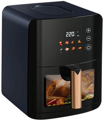 Sensova - Airfryer Heteluchtfriteuse 5L met Kijkvenster en Touchscreen – Olievrij en Vetarm Koken, Grote Capaciteit voor Gezin - Automatische Programma’s - 1400W Vermogen - Temperatuurregeling 60-200°C
