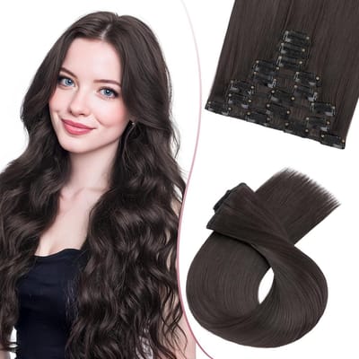 Lang Steil Haarstuk met Clips, 8 Delen, Volle Look, 66 cm