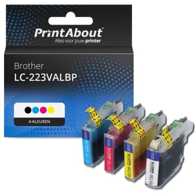 PrintAbout huismerk Inktcartridge LC-223VALBP 4-kleuren Multipack Geschikt voor Brother