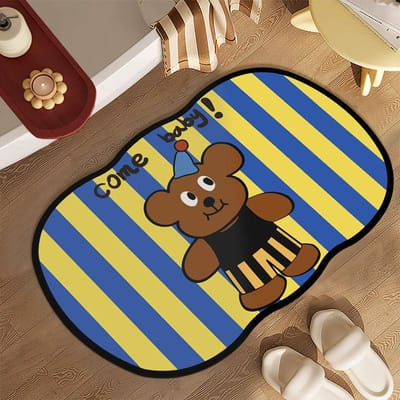 Tapis de Salle de Bain Forme Spéciale Rayé Rétro Animal Cadran Doux Boue d'Algues Antidérapant Absorbant Séchage Rapide Tapis de Porte de Douche 40 * 60 (soft diatom mud) blue