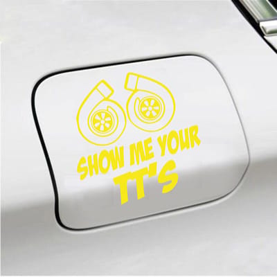 Bumpersticker - Show Me Your TTs - 15 X 15 - Geel