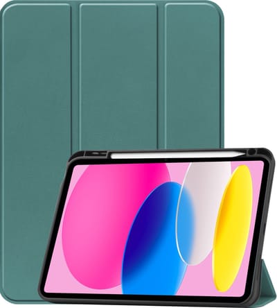 Hoesje - Geschikt voor Apple iPad 10 (2022) - 10.9 inch - 10e Generatie - Dun & Stevig - Trifold Bookcase - Hard Cover Case - Met Uitsparing Geschikt voor Apple Pencil - Hardcover Book - Tablet Hoes - Donkergroen