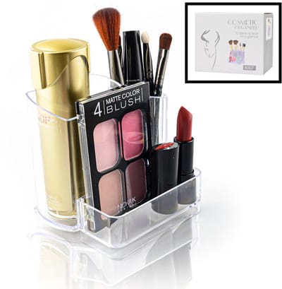 Make up Organizer 3 Vakken - Makeup Organizer Transparant - Cosmetica Opbergdoos - Lippenstift Nagellak Brushes Kwast