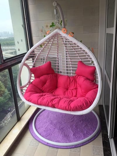 Schommelstoel Kussen - Hangmat Kussen Dubbel - Buiten Ontspannen - Extra Dik Ontwerp - 150 x 110 cm - Roze