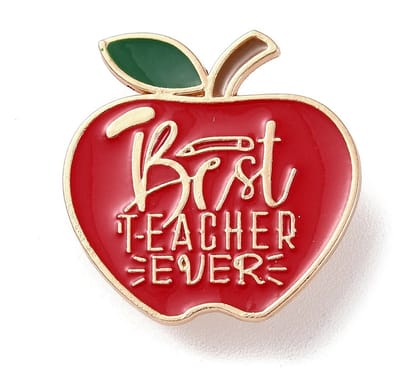 Pin best teacher ever, juffen en meester bedankje, laatste schooldag, emaille pin, broche, kledingspeld