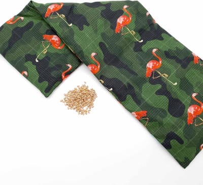 Warmtekussen XL Met Pit! – Wasbare hoes - Zachte/geurloos tarwe – Extra lang - Made in NL – Leger Flamingo