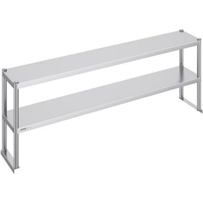 VEVOR Dubbele bovenkast, bovenkast met dubbele bovenlaag van roestvrij staal, 305 x 1829 mm, bovenkast met dubbele bovenlaag, in hoogte verstelbare bovenkast, voorbereidingstafel voor keuken, restaurant en werkplaats