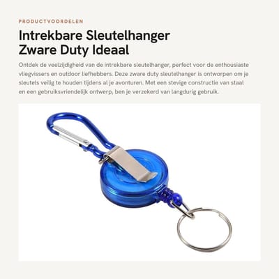 Dailygoods- Sleutelhanger Intrekbaar - 3 Stuks - Zware Duty - Nylon Koord - Metalen Beugel - 75 cm Lengte - Lichtgewicht - Reel