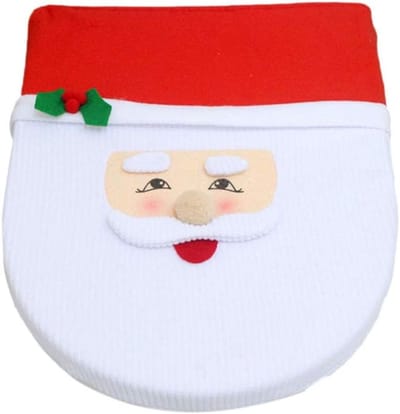 Kerstman Toiletbrilhoes en Badkamerset - Feestelijke WC Deksel & Vloermat voor Kerstdecoratie