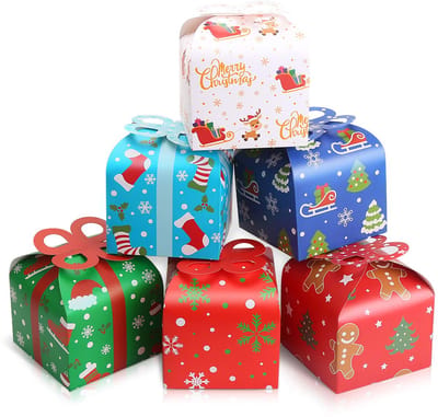 Kleine Kerstcadeaudoos - Opvouwbare Kerst Snoepdoos - met Lint - voor Kerstmis, Kinderfeestjes - 24 Stuks