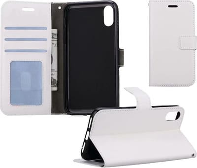 Hoesje - Geschikt voor Apple iPhone Xs - Luxe Bookcase - Walletcase Hoes - Portemonnee - Cover - Telefoonhoes - Wit
