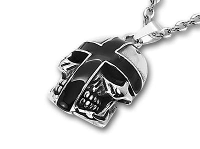 Amanto Ketting Dirk - 316L Staal - Biker - Doodskop - 35x46mm - 60cm