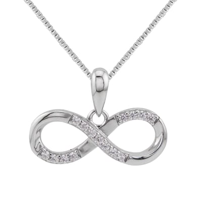 WeLoveSilver - zilveren ketting - infinity hanger - zirkonia - 45 cm