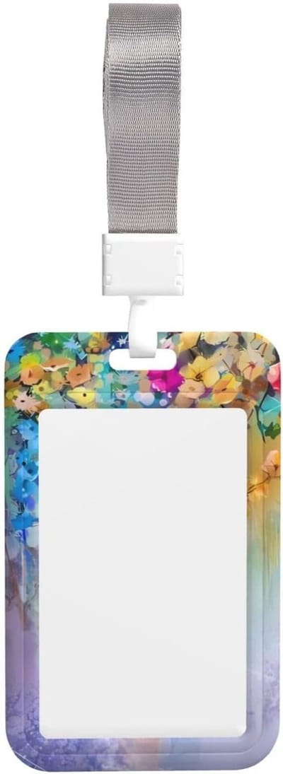 ID Badgehouder - Naamkaart Beschermer - Werk Organisatie - Transparant Scanbaar Venster - 11 x 7 cm - Paars Bloem