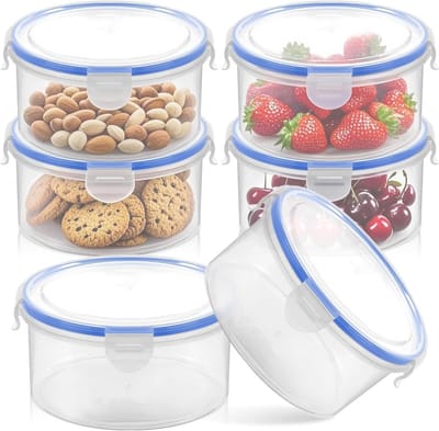 Voedselcontainers Set - Bewaarboxen - Maaltijden Voorbereiden - Lekvrije Deksel - 6x 300 ml - Transparant