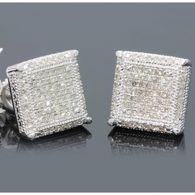 Rock Hip Hop Iced Out Stud Oorbellen voor Vrouwen Mannen Mannelijk IJs Bezet Zirconium Zilverkleurig Piercing Oor Accessoires Trend Sieraden gray