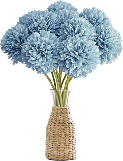oCreon 12 Kunstmatige Hortensia Bloemen - Blauwe Zijde Bloemen voor Bruiloft & Feestdecoratie