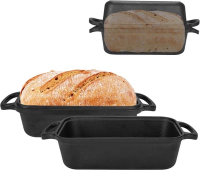 Gietijzeren Broodpan - Met Deksel - Brood Bakken - Geschikt voor Vuur - 23 cm - Zwart