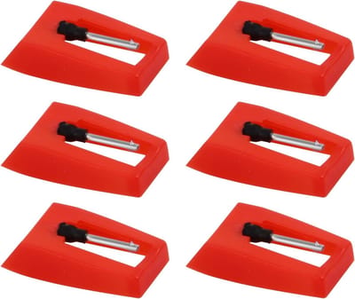 Allecto Plus - 6 stuks platenspeler naalden - Rode stylus naald voor vervanging - Draaitafels en vinyl accessoires