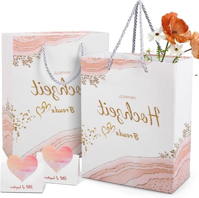 Cadeautassen voor Bruiloft, Papieren Tassen met Handvat, Roze Geschenktassen voor Trouwen, Verpakking en Decoratie voor Huwelijksgeschenken
