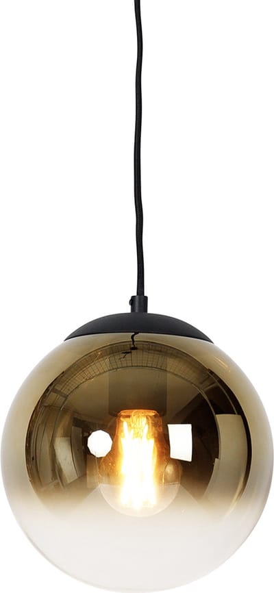 QAZQA pallon - Art Deco Dimbare LED Smart Hanglamp incl. wifi met Dimmer - 1 lichts - Ø 20 cm - Zwart Goud - Woonkamer | Slaapkamer | Keuken