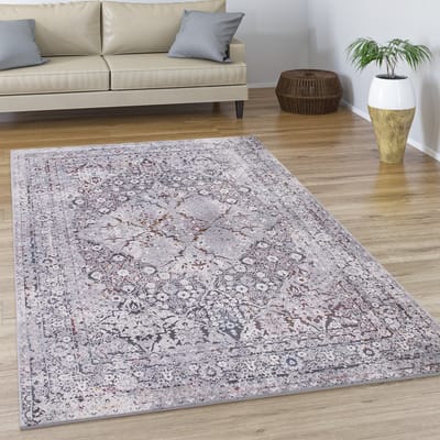 Paco Home Vloerkleed Woonkamer Laagpolig Vintage Abstract Oriëntaals Modern Rand 80x150 cm
